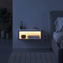 Hanah Home Brik Mesita de noche Blanca y Gris Retro con LED